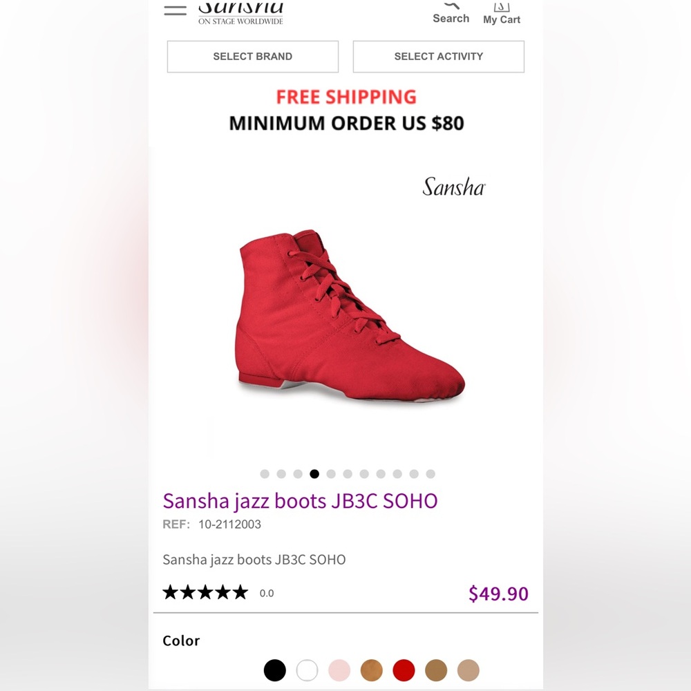 Sansha jazz boots red size 5m (US 3.5 big kids)